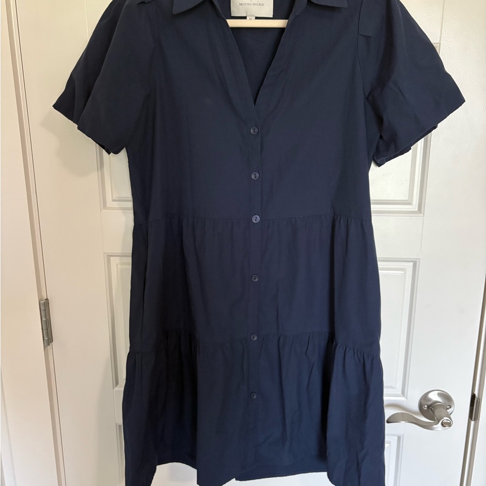 Brochu Walker The Havana Mini Dress Navy women’s size medium puff sleeve - Picture 4 of 8